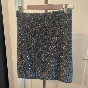 Garnet Hill Elegant Gray Sequin Knit Skirt Small